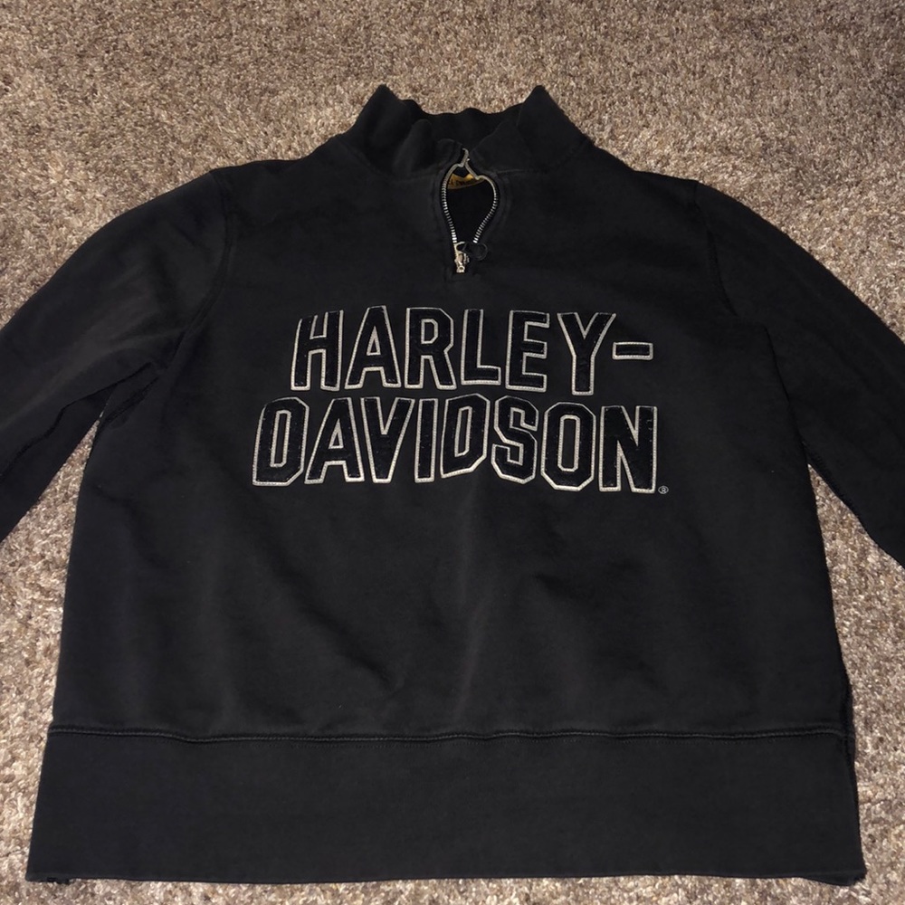 Harley Davidson Collared Half Zip Sweatshirt